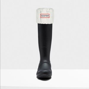 Hunter Cable Knitted Cuff Tall Boot Socks: White